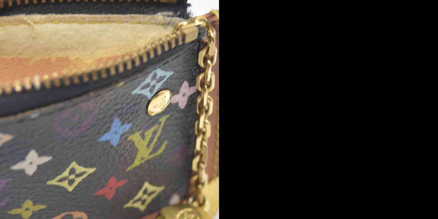 $530 Louis Vuitton Monogram Multicolor Key Pouch Black