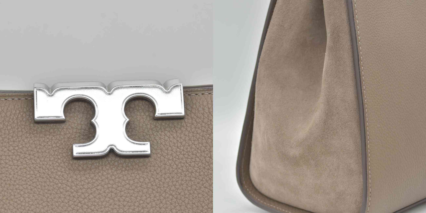 $850 Tory Burch Elanor Pebbled Satchel Wild Mushroom