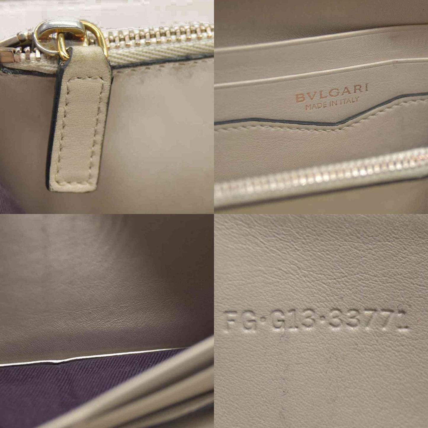 BVLGARI B-zero1 Leather Zip Around Long Wallet Ivory