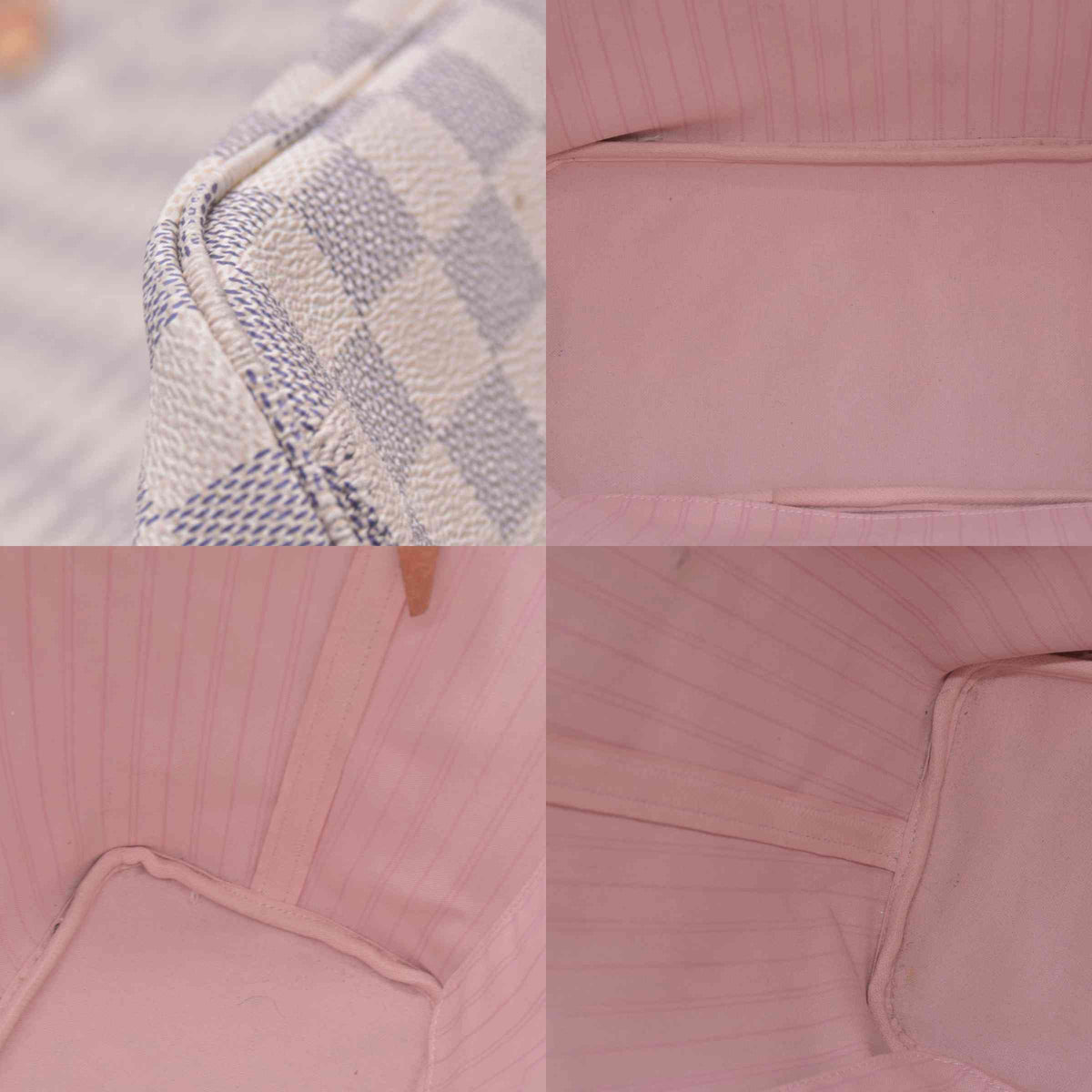 $2240 2018 Louis Vuitton Damier Azur Neverfull MM Rose Ballerine with Pouch 10021297