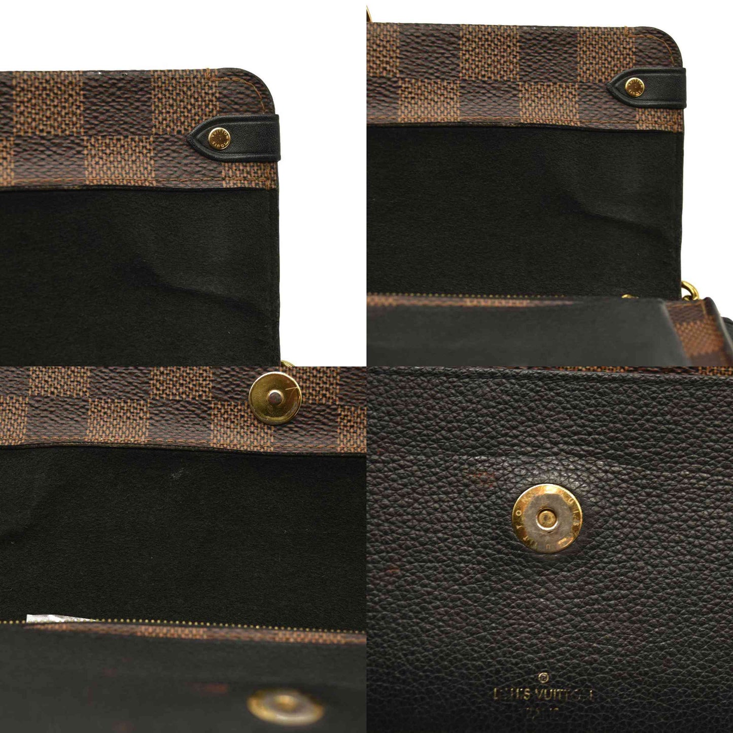 Louis Vuitton  Damier Ebene Vavin Chain Wallet Black