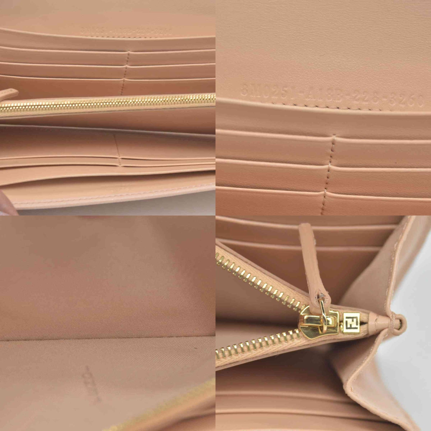 $795 FENDI Vitello Cruise F is Fendi Envelope Wallet Pale Pink