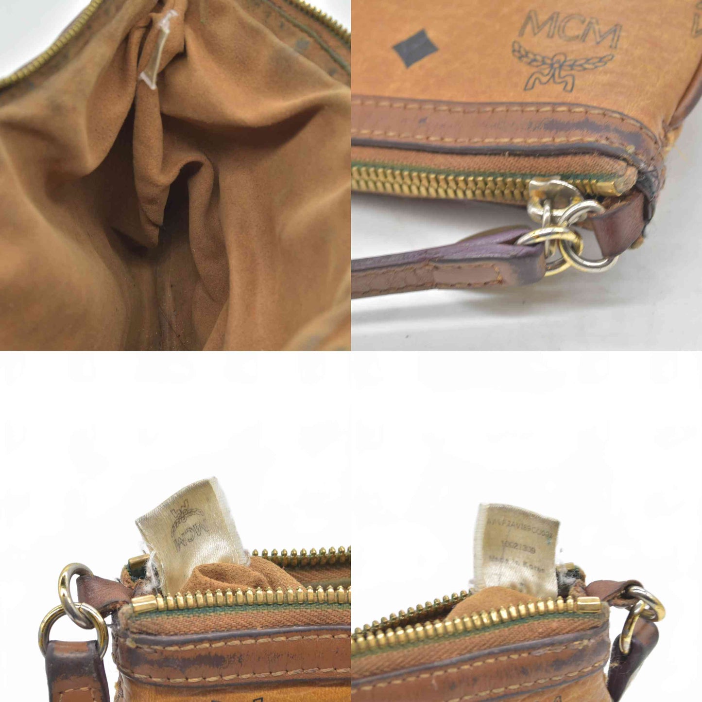MCM Visetos Liz Shopper Tote Pouch Cognac