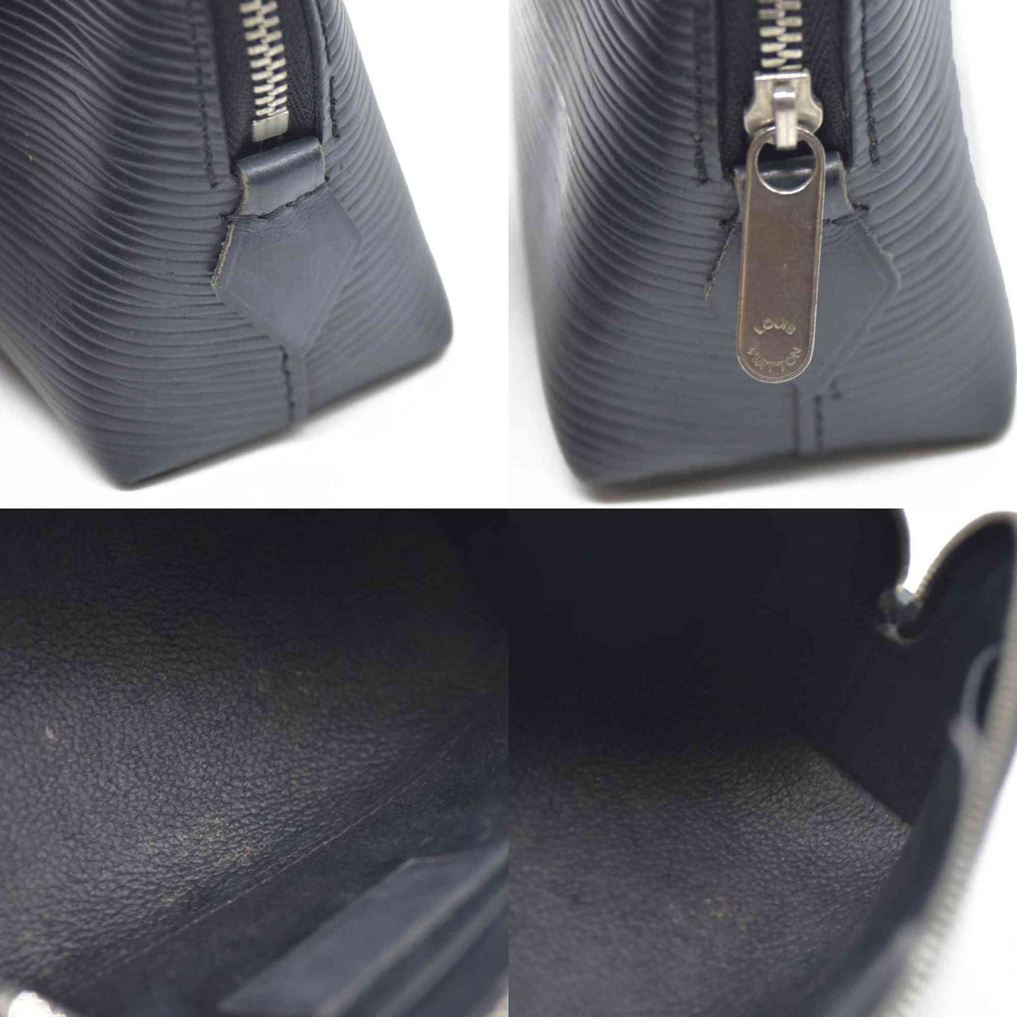AUCTION $600 Louis Vuitton Epi Pochette Cosmetics Leather Pouch Black