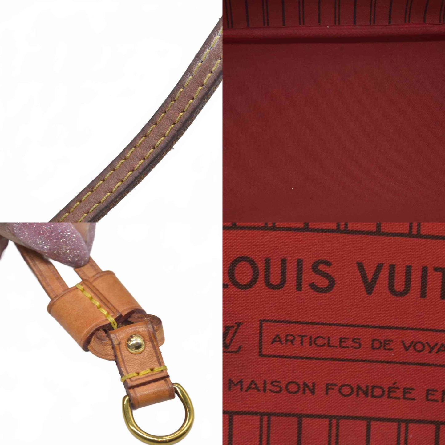 $2170 Louis Vuitton Monogram Neverfull MM Cherry AR1127