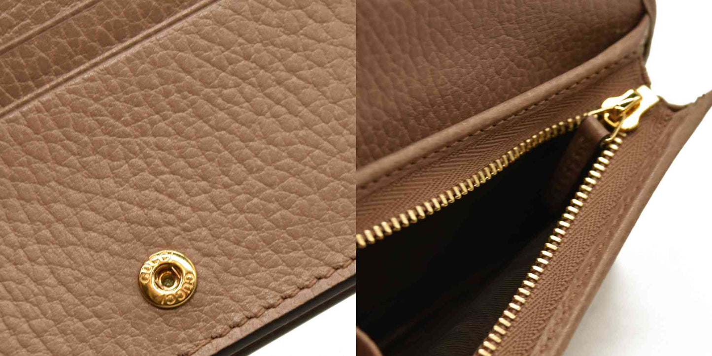 Gucci  Dollar Calfskin GG Supreme Monogram GG Marmont Card Case Beige Ophidia