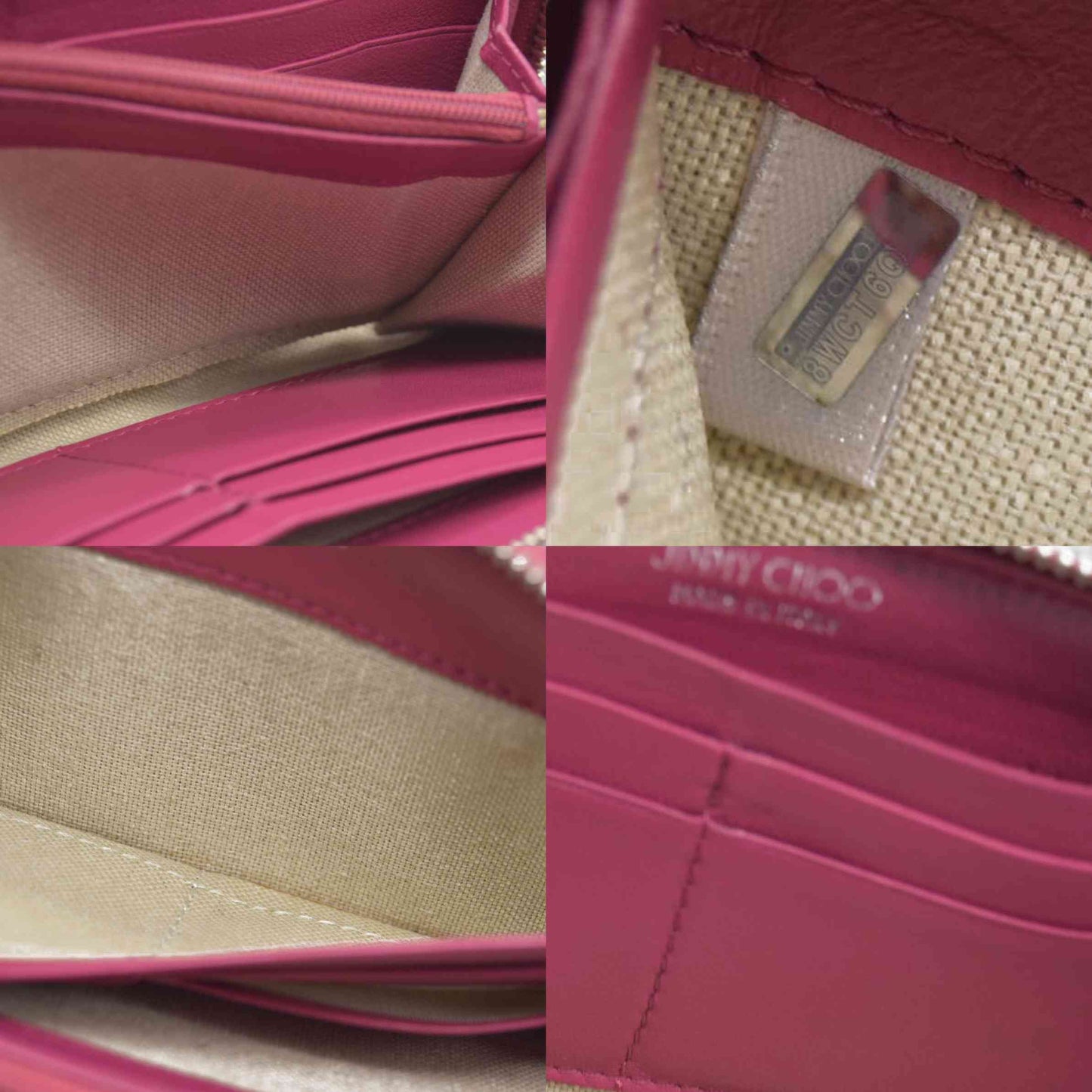 $825 Jimmy Choo Filipa Star-Studded Zip-Around Leather Wallet Pink
