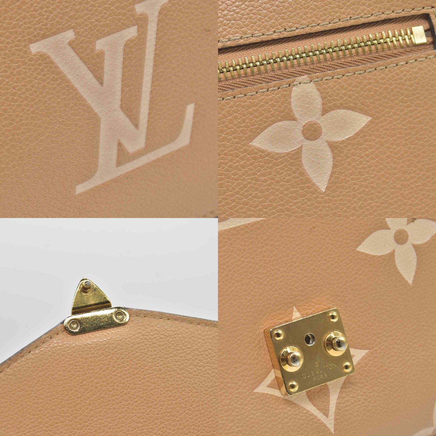 $3100 RFID Louis Vuitton Empreinte Monogram Giant Pochette Metis Arizona Beige