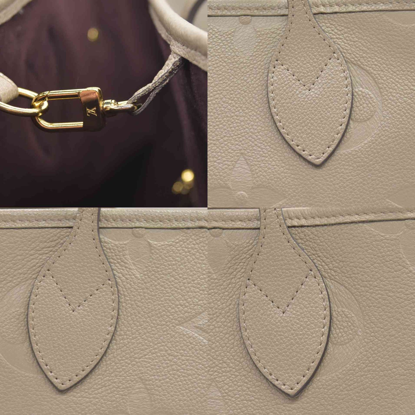 AUCTION $2710 Louis Vuitton  Empreinte Monogram Giant Neverfull MM Tourterelle Tote