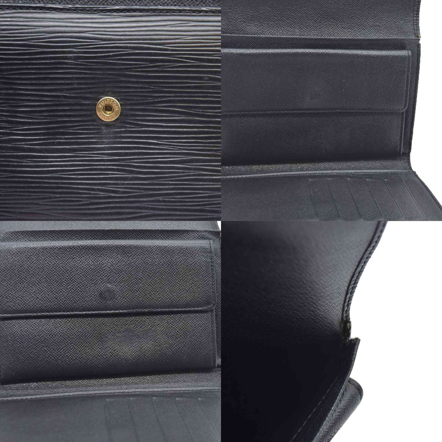 Louis Vuitton Epi Leather Etui Papier Porte Tresor Wallet Black SP0045