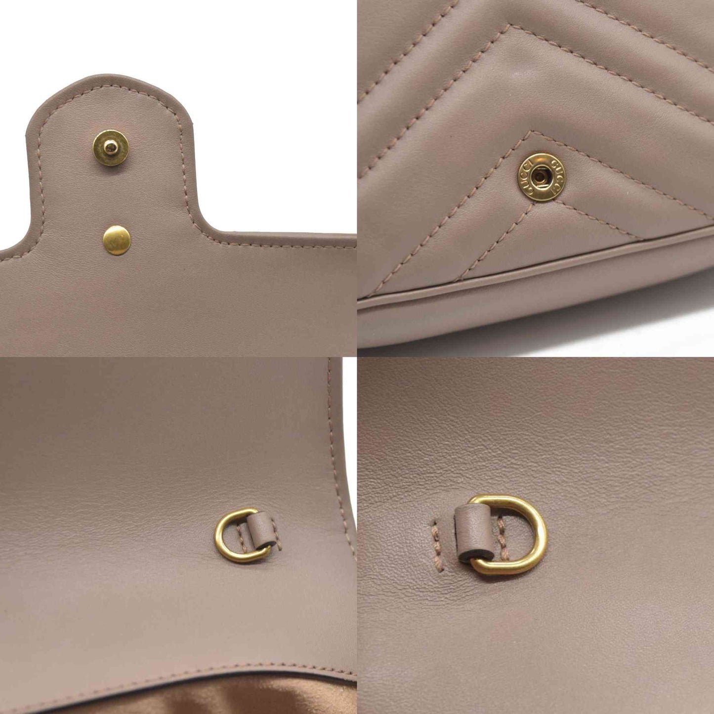 $1450 Gucci Double G Marmont Super Mini Beige Leather Crossbody Bag