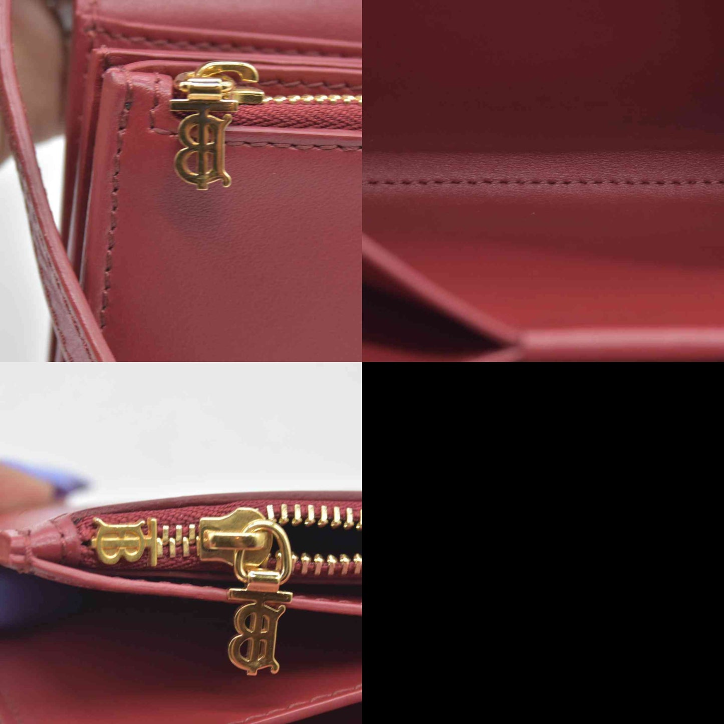 $1150 Burberry TB Logo Motif Wallet on Strap Pink