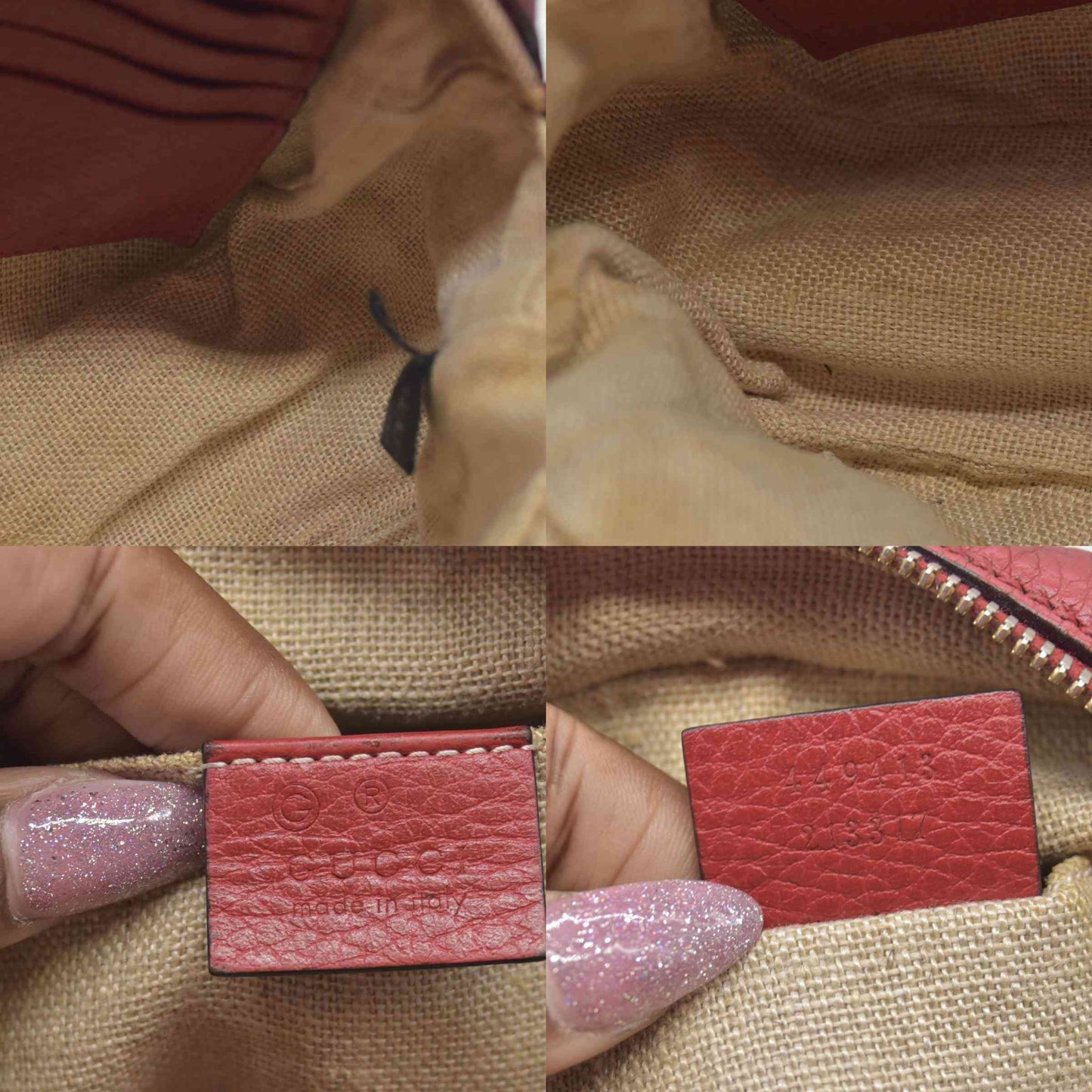 $950 Gucci Monogram Mini Bree Messenger Bag Red