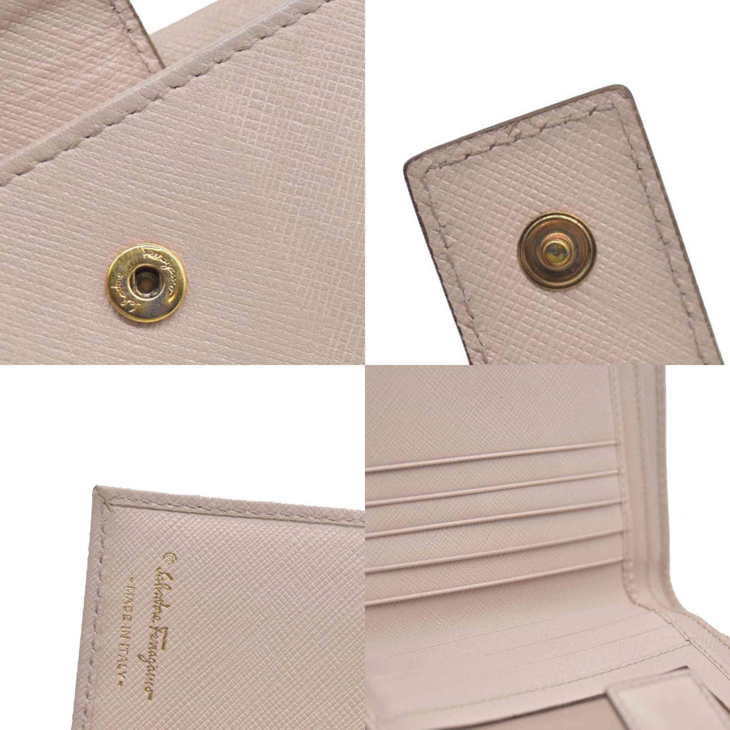 Salvatore Ferragamo Vara Ribbon Leather Bifold Wallet Pink