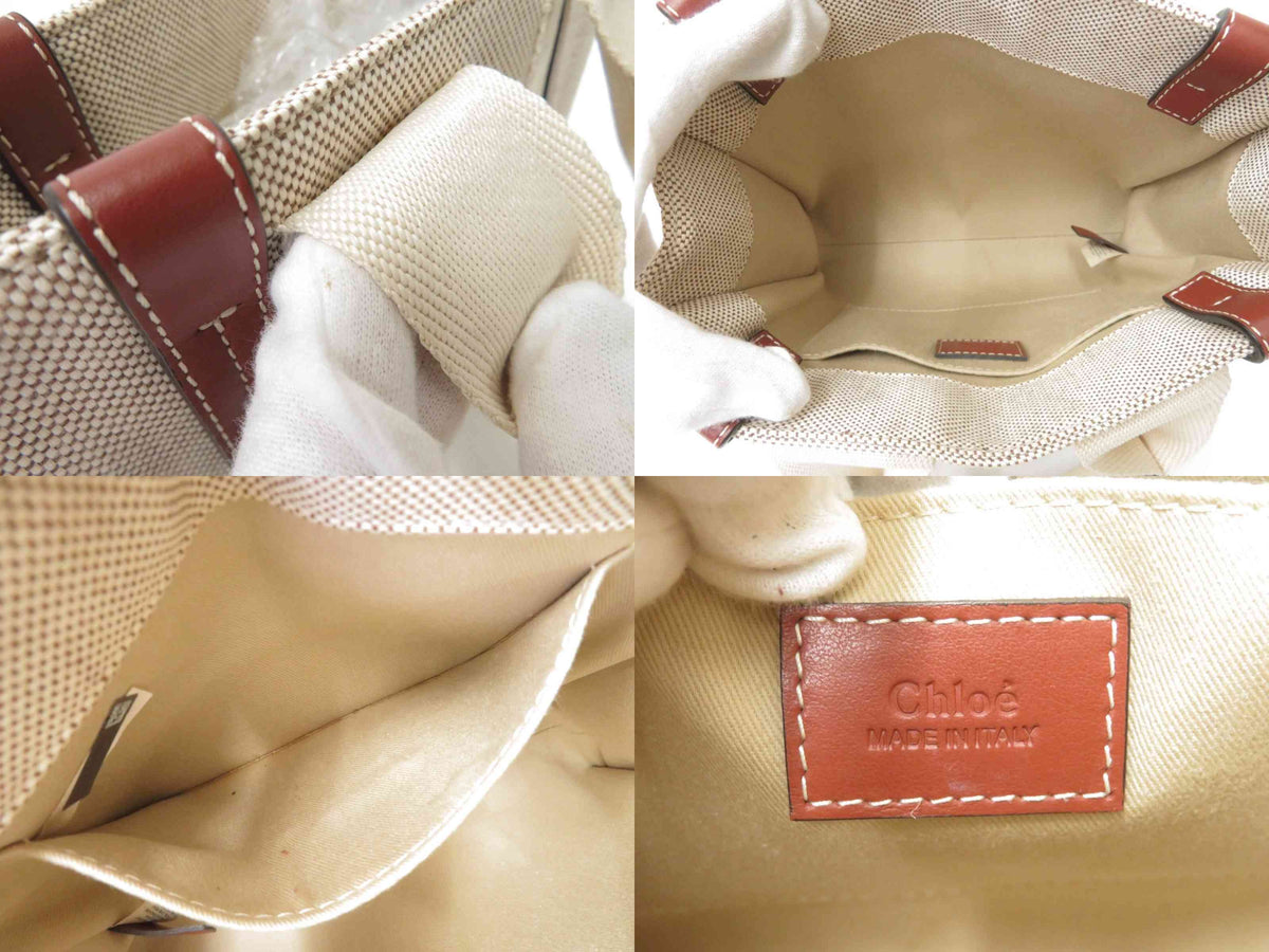 $990 2021 Chloe Woody Canvas Small Tote Bag C04T4P