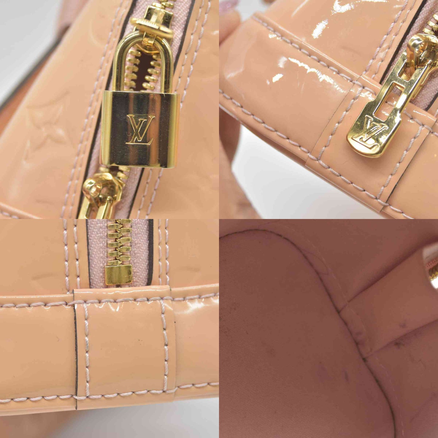 $2230 Louis Vuitton Vernis Alma BB Rose Angelique CONSIGNMENT FL0156