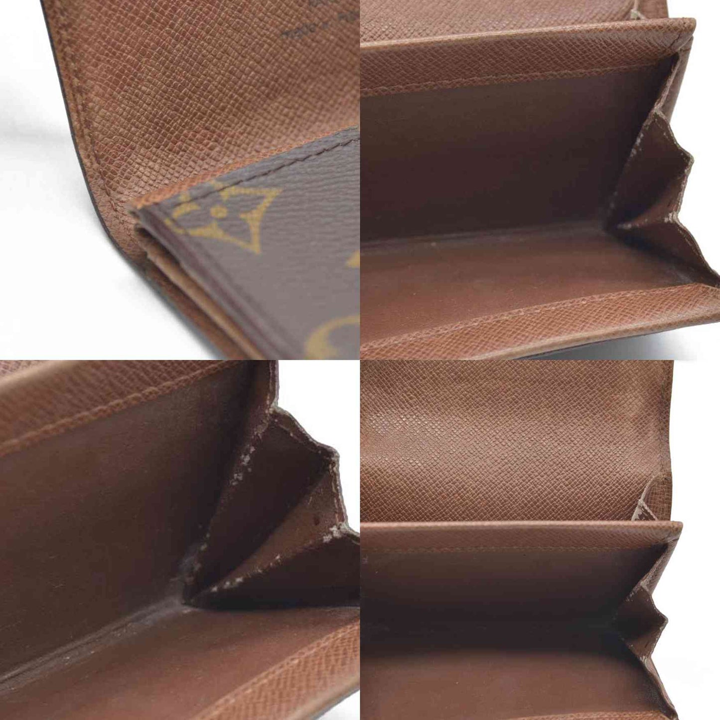 Louis Vuitton Monogram Porte Monnaie Plat Coin Purse Wallet Brown