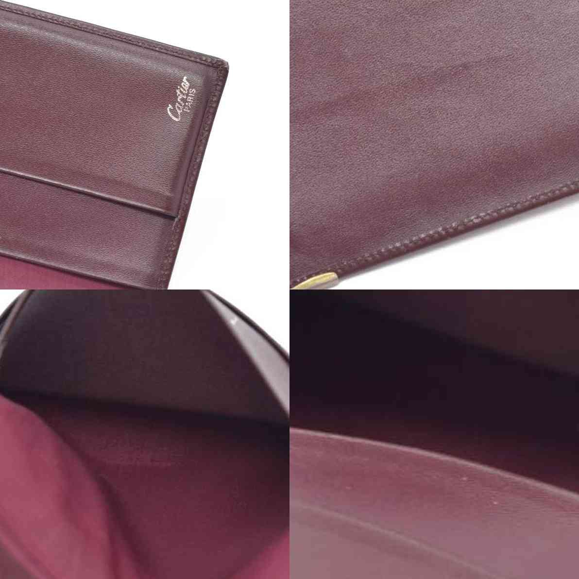 $580 Must de Cartier Leather Bifold Wallet Bordeaux