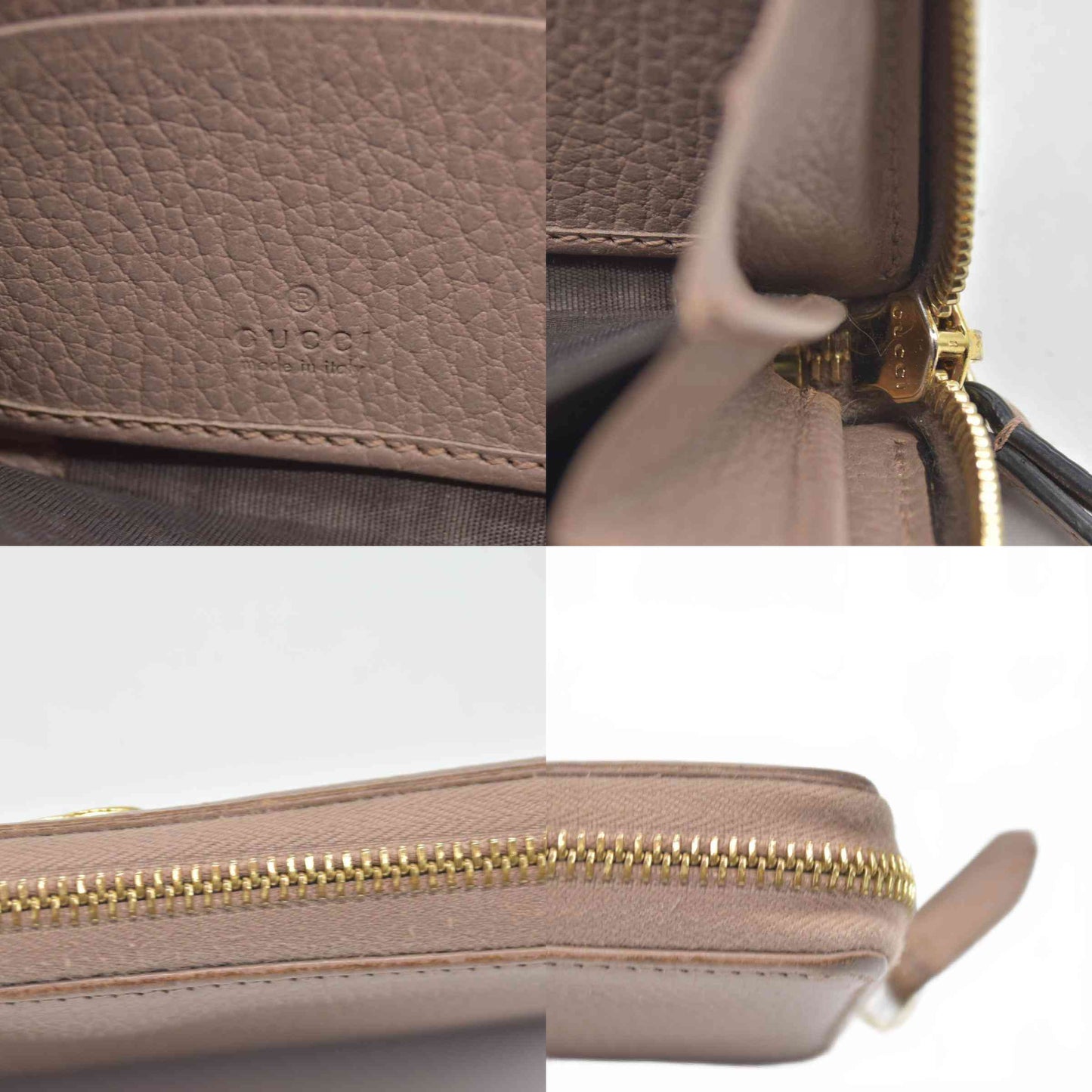 $660 Gucci GG Marmont Zip Around Wallet Beige Leather - CONSIGNMENT