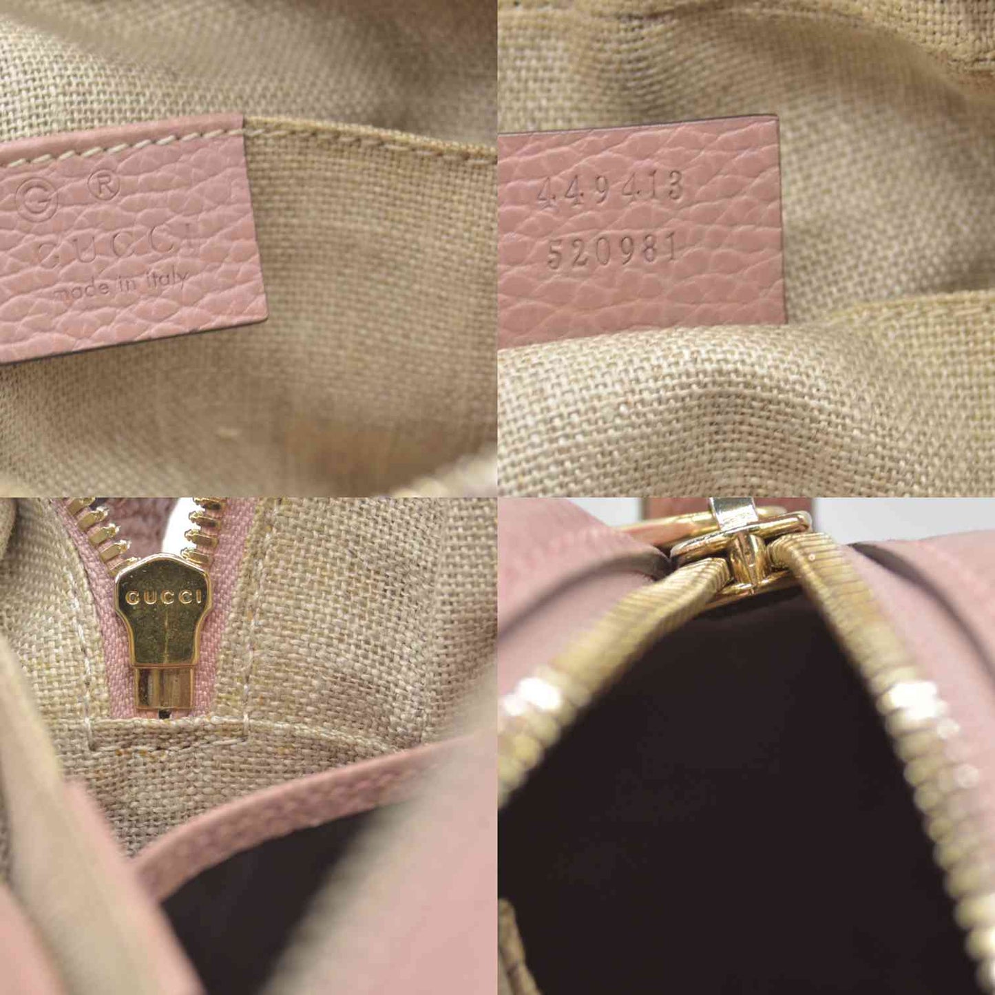 $1290 Gucci Monogram Mini Bree Messenger Bag Beige Soft Pink