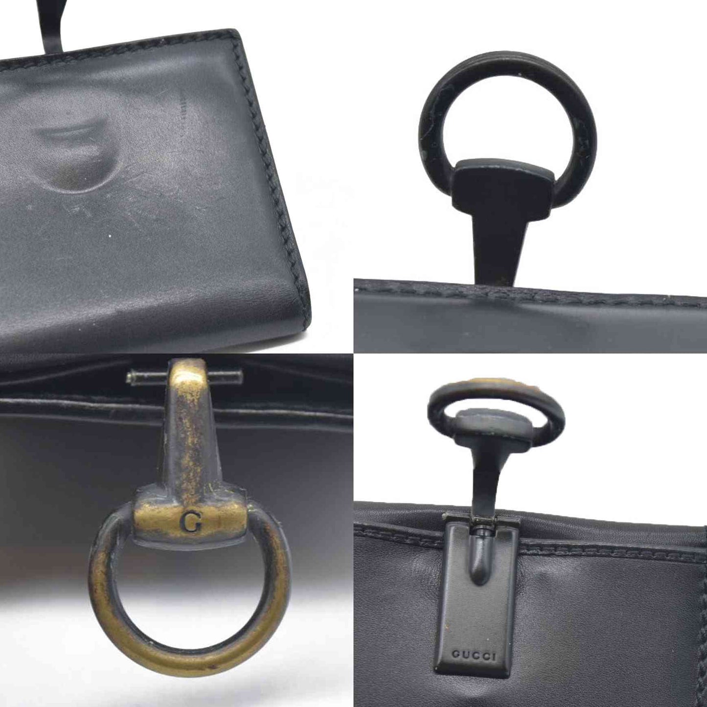 $590 Gucci Vintage Horsebit Bifold Wallet Leather Black