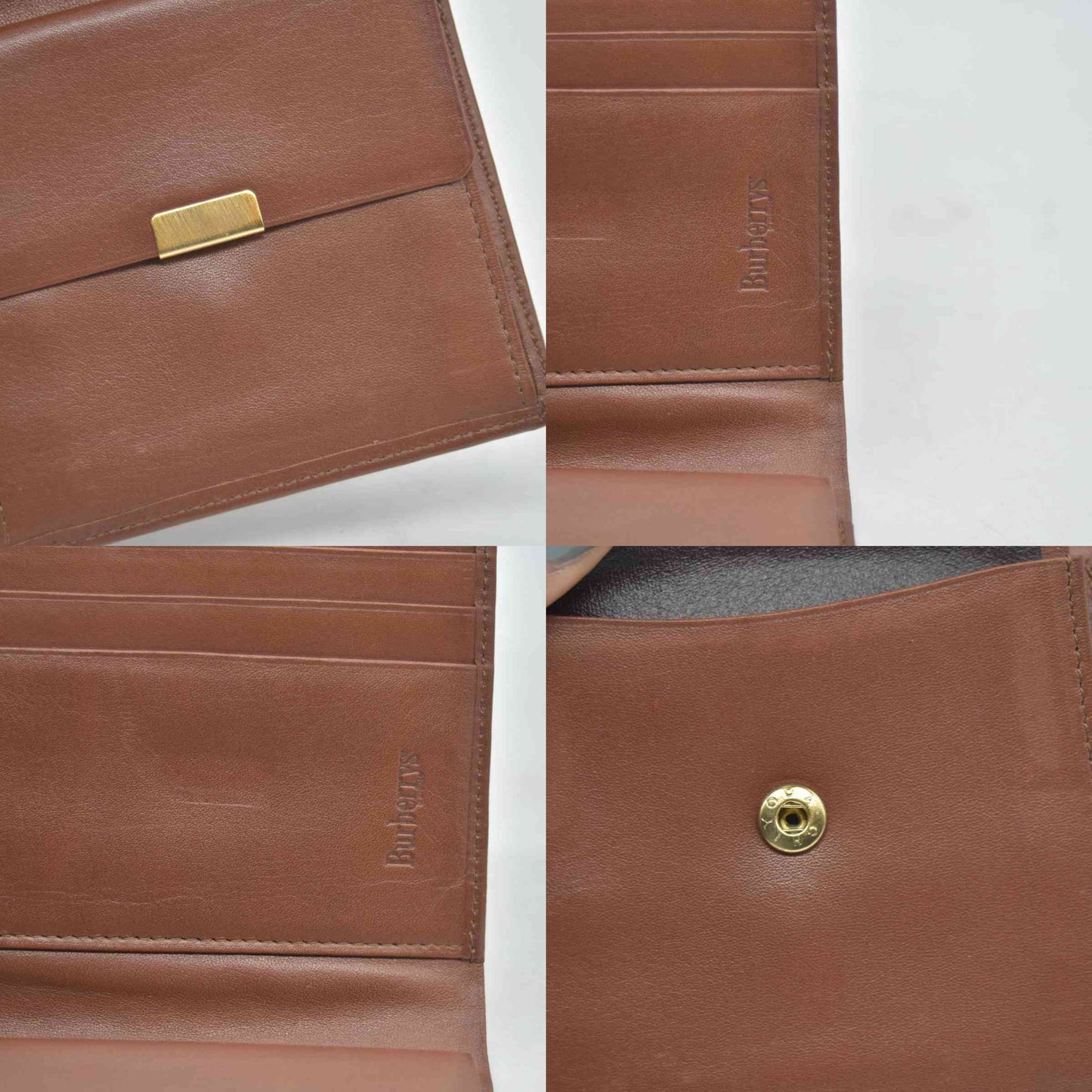$560 Burberry Leather Small Folding Wallet Brown