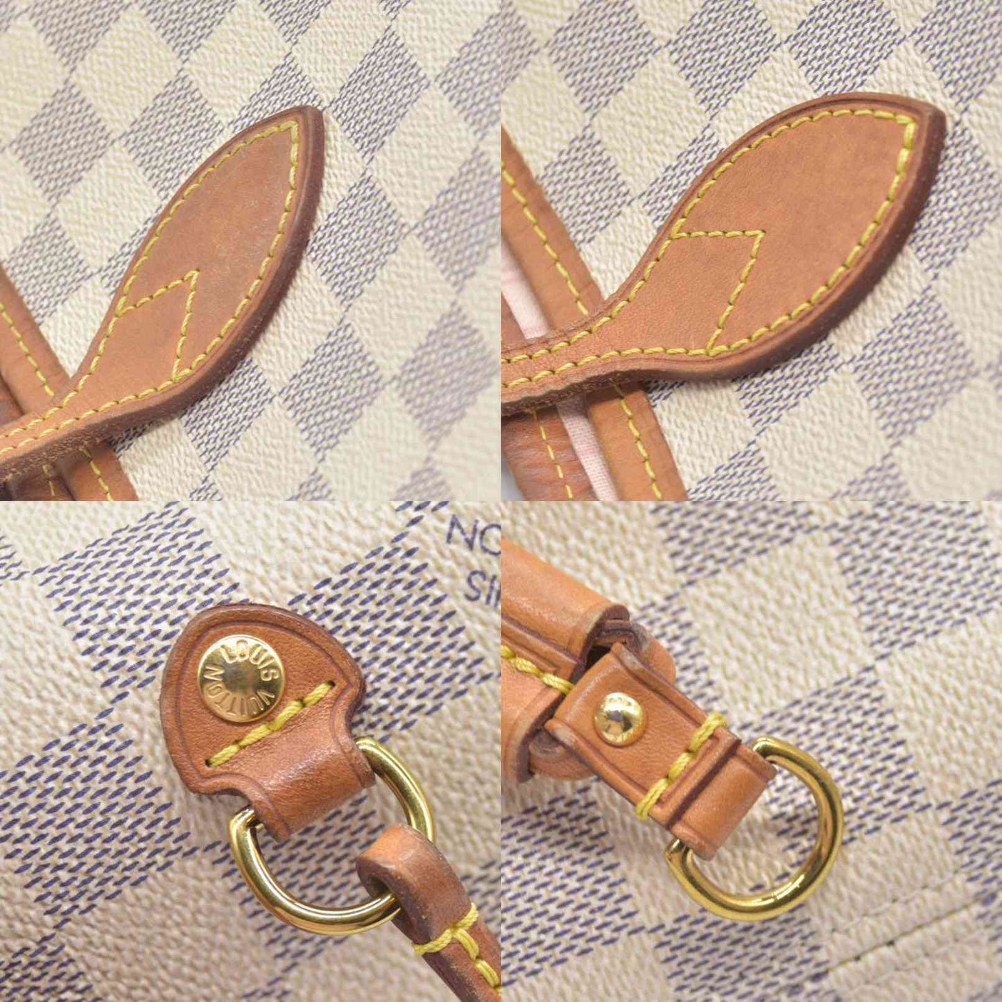 $2170 Louis Vuitton Damier Azur Neverfull MM Rose Ballerine