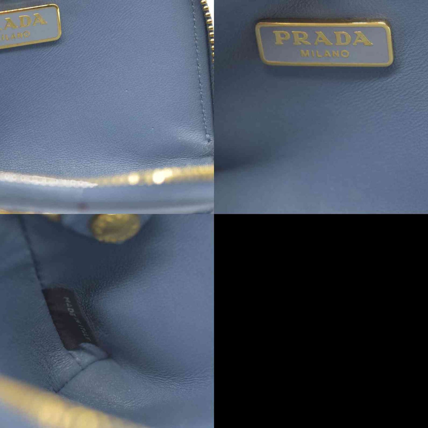 PRADA Logo Saffiano Leather Zippy Coin Purse Wallet Blue