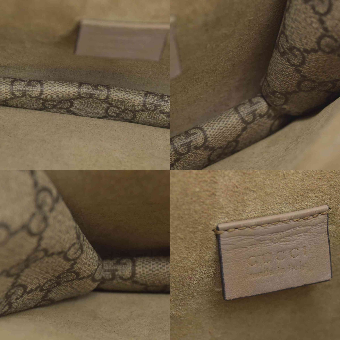 $2700 Gucci GG Supreme Monogram Mini Dionysus Shoulder Bag Taupe