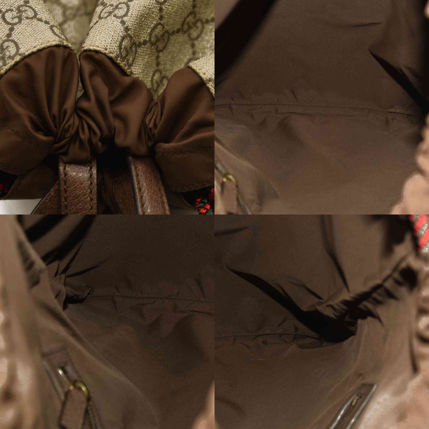 Gucci  GG Supreme Monogram Neo Vintage Drawstring Backpack Beige New Acero Crop