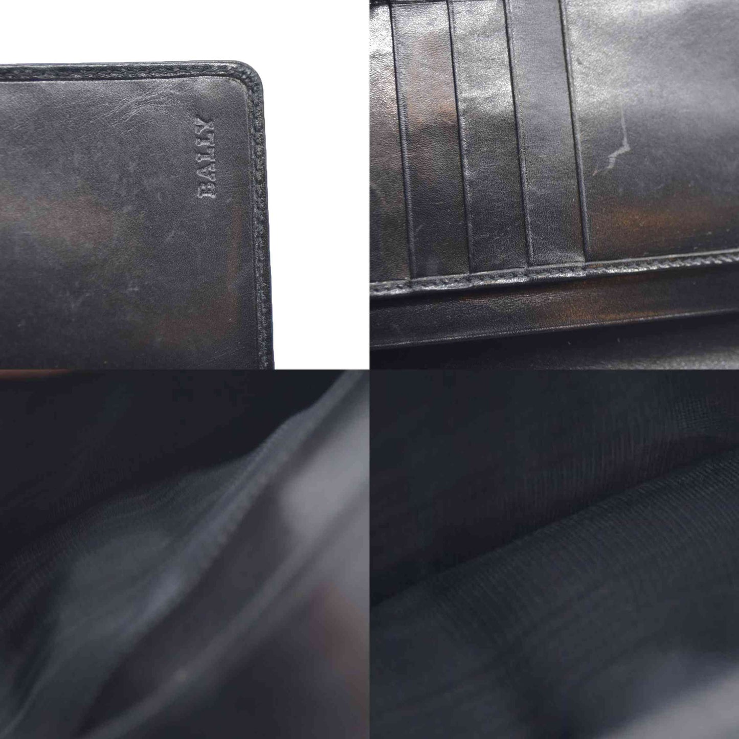 BALLY BB Logo Leather Long Bifold Wallet Black