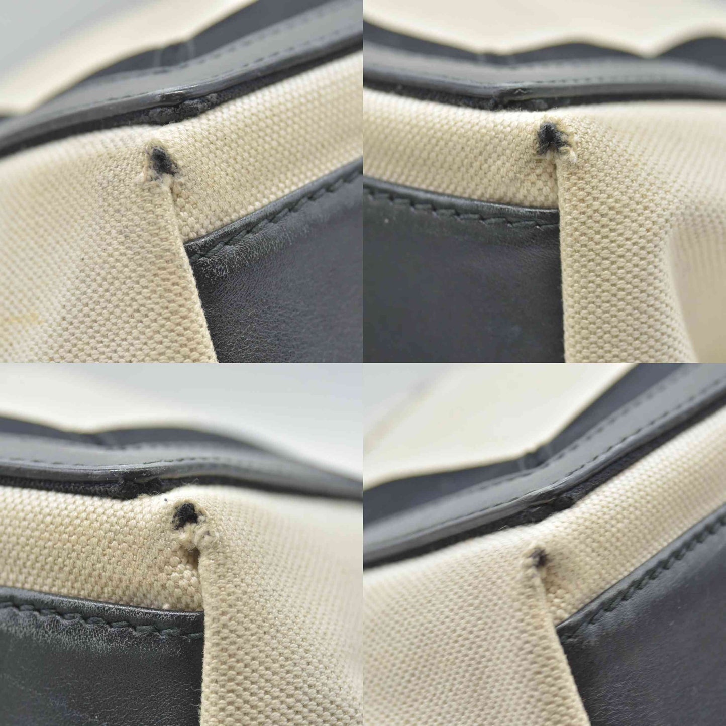 $995 Balenciaga Cotton Canvas Satin Calfskin S Navy Cabas Natural Black