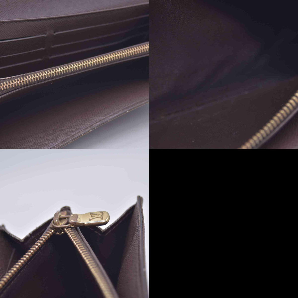 $800 2006 Louis Vuitton Damier Ebene Sarah Long Bifold Wallet Brown CA1026