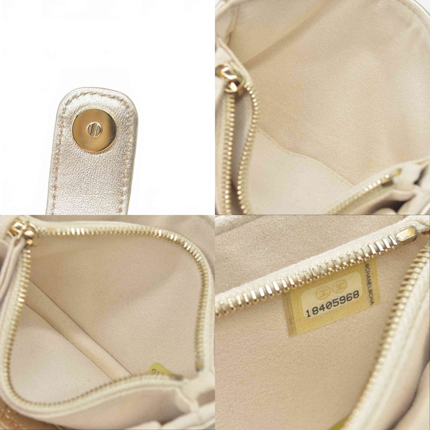 $1200 CHANEL Lamb Skin Matelasse Pouch Champagne Gold 2014