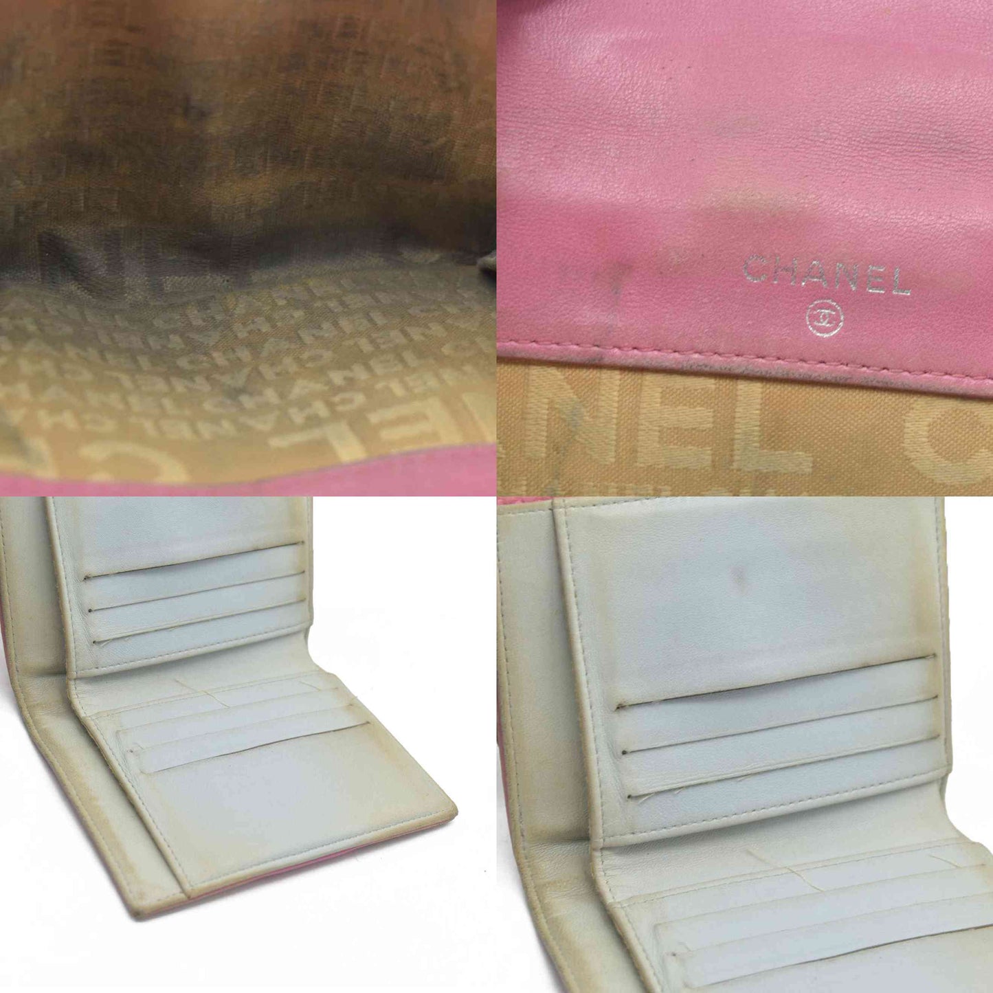 Chanel icon line Bi-fold Wallet With Silver Metal Lambskin Light Pink