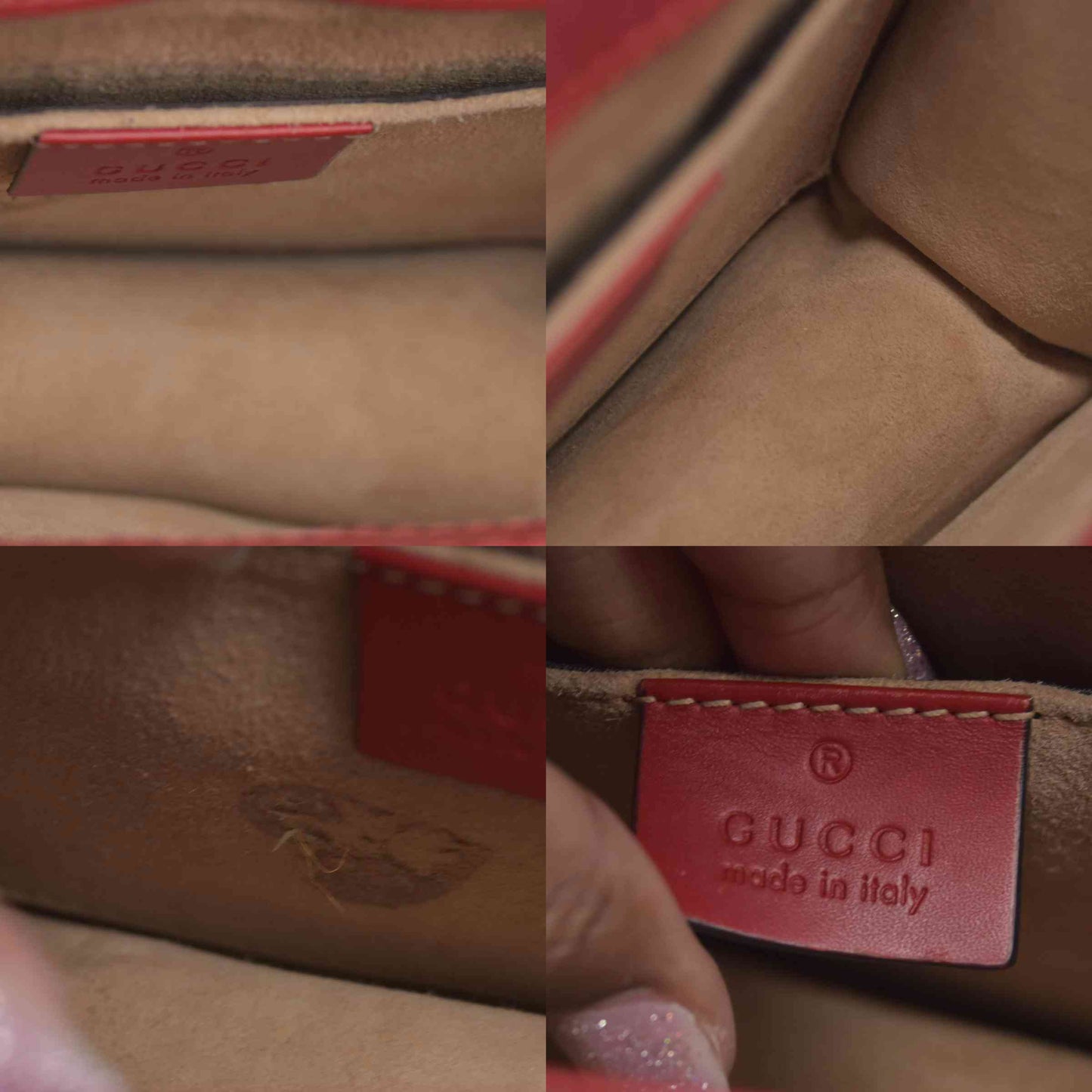 $1980 Gucci Calfskin Mini Sylvie Chain Shoulder Bag Hibiscus Red