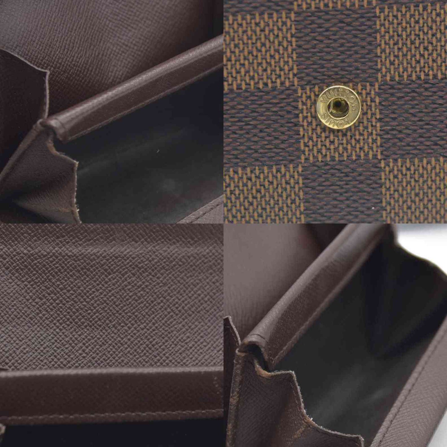 Louis Vuitton Damier Porte Monnaie Plat Coin Purse Wallet Brown MI1014