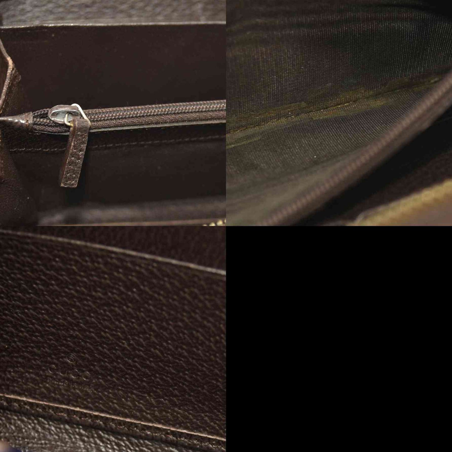 Gucci  Monogram Metal Bar Zip Around Wallet Dark Brown