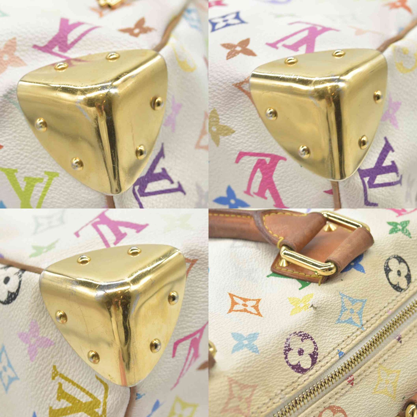 $3150 Louis Vuitton Monogram Multicolor Speedy 30 White 2004