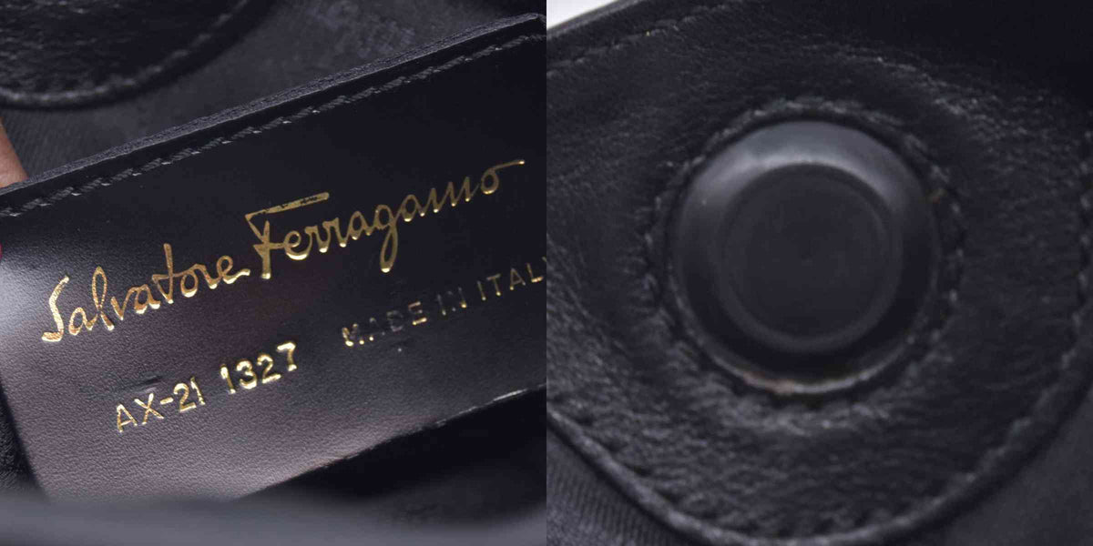 $980 SALVATORE FERRAGAMO Calfskin Gancini Flap Shoulder Bag Black CONSIGNMENT 10021226