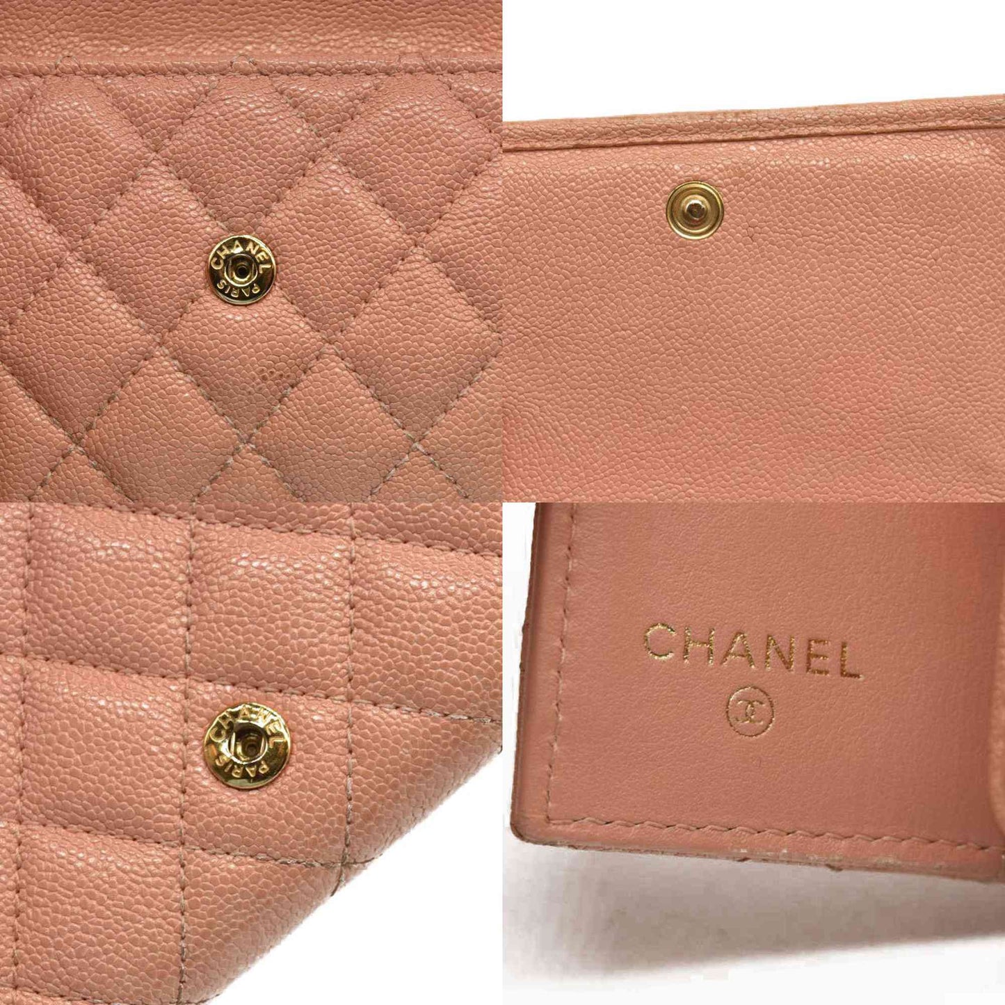 Chanel  Caviar Quilted Boy Flap Card Holder Wallet Light Pink 27*