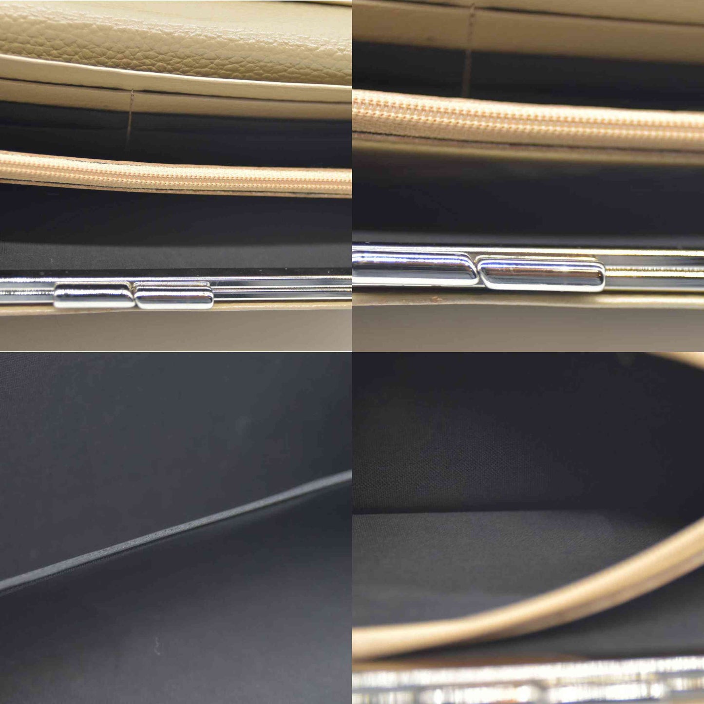 BURBERRY Leather Long Bifold Wallet Purse Beige