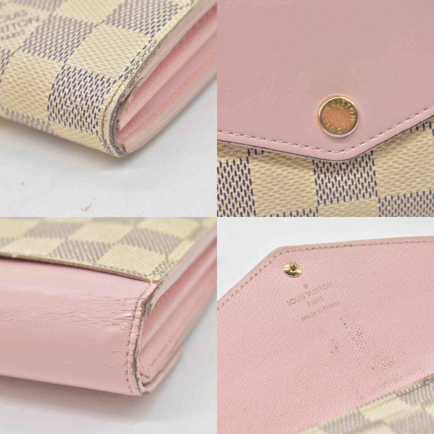 $725 Louis Vuitton Damier Azur Portefeiulle Sarah Long Bifold Wallet MI0169