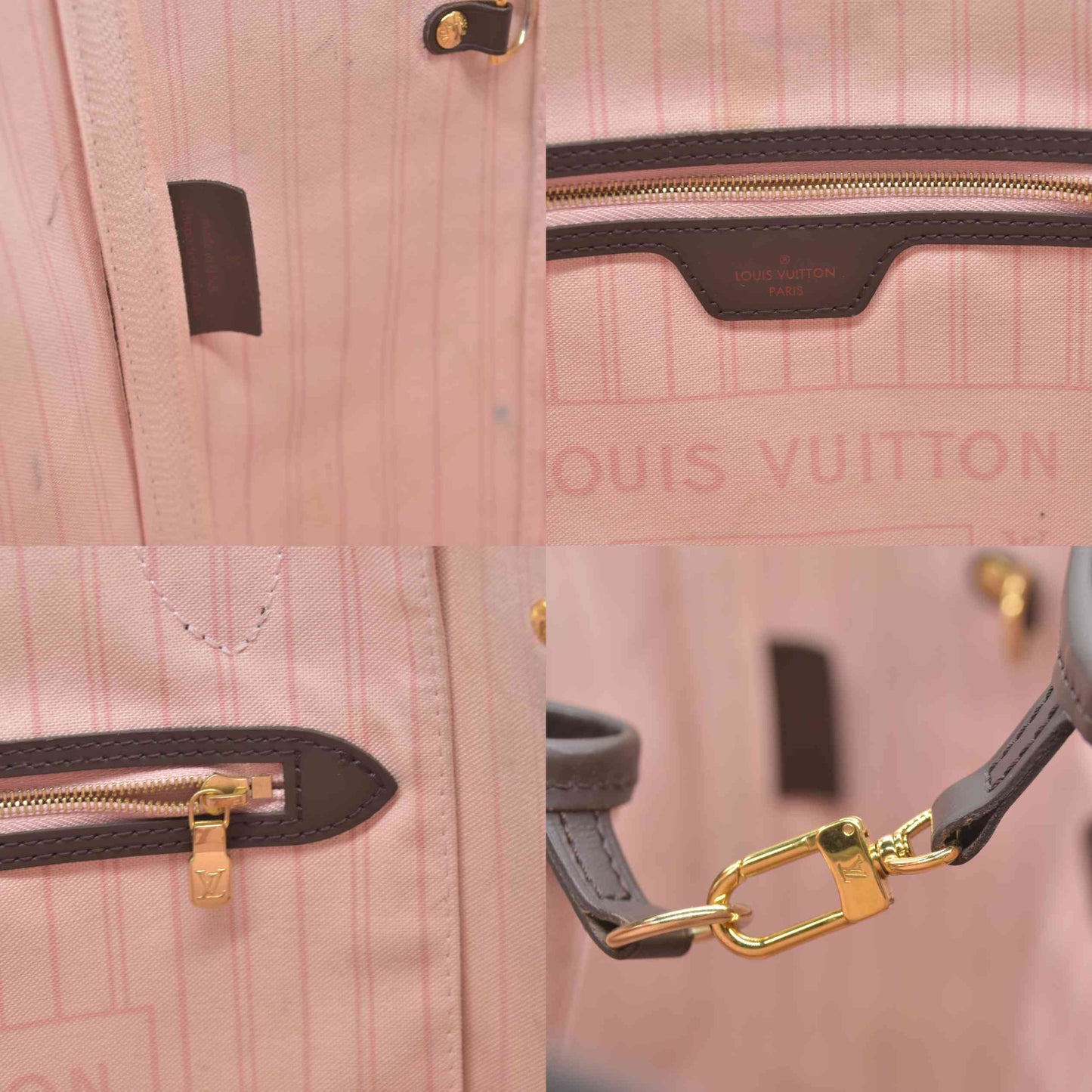 $2170 Louis Vuitton  Damier Ebene Neo Neverfull MM Rose Ballerine 2020 SD0270