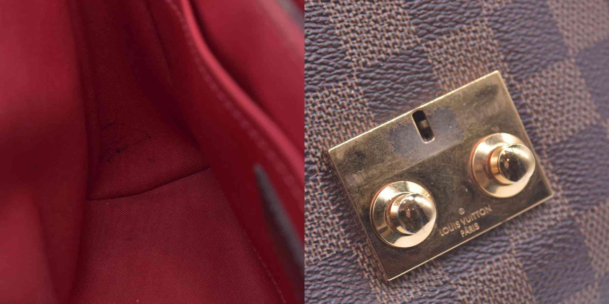 $1960 2018 LOUIS VUITTON Damier Ebene Croisette Top Handle Crossbody Bag Brown FL0138 10021361