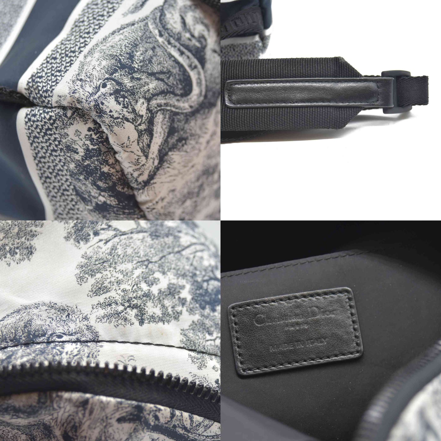 Christian Dior Nylon Technical Fabric Toile De Jouy Small Diortravel Backpack Blue