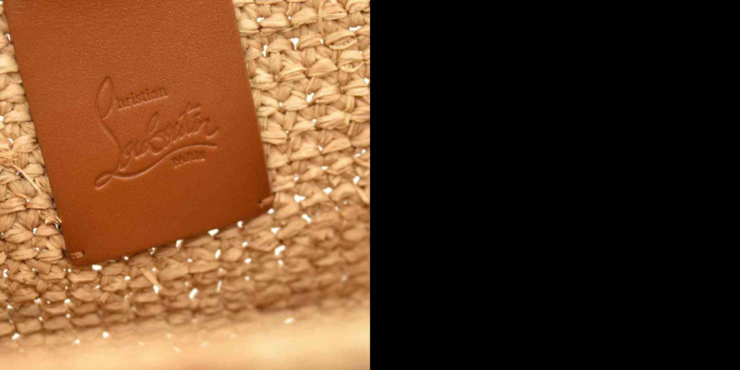 Christian Louboutin Small Raffia Calfskin By My Side Tote Natural Cuoio