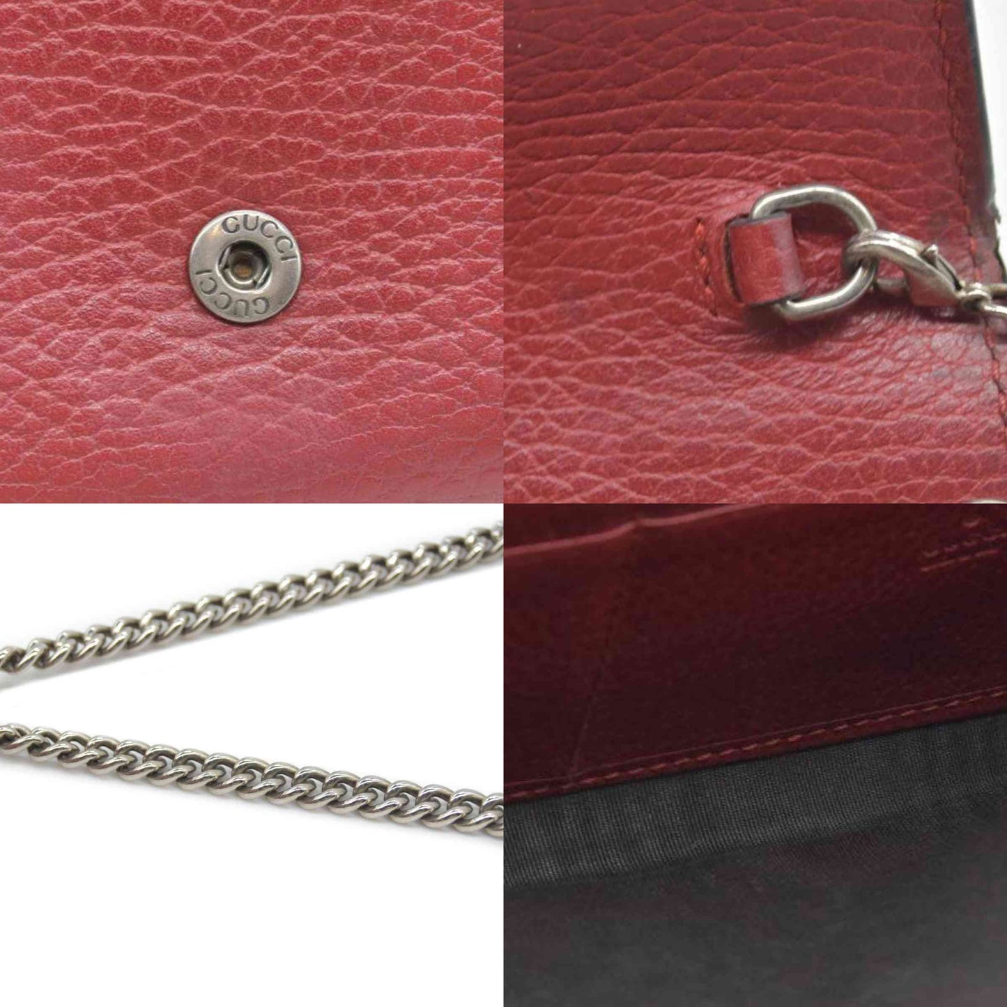 $1800 Gucci Leather Dionysus Wallet On Chain Mini Red Leather