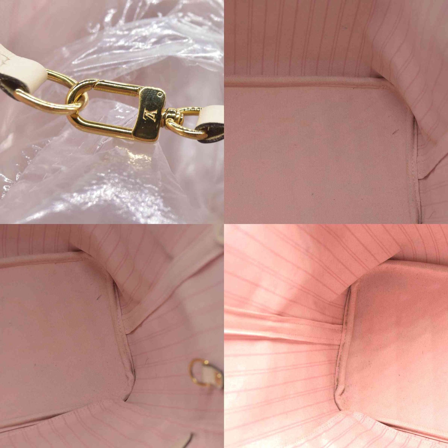 $2600 Louis Vuitton Damier Azur Bandouliere Neverfull MM Rose Ballerine Braided Strap White Leather