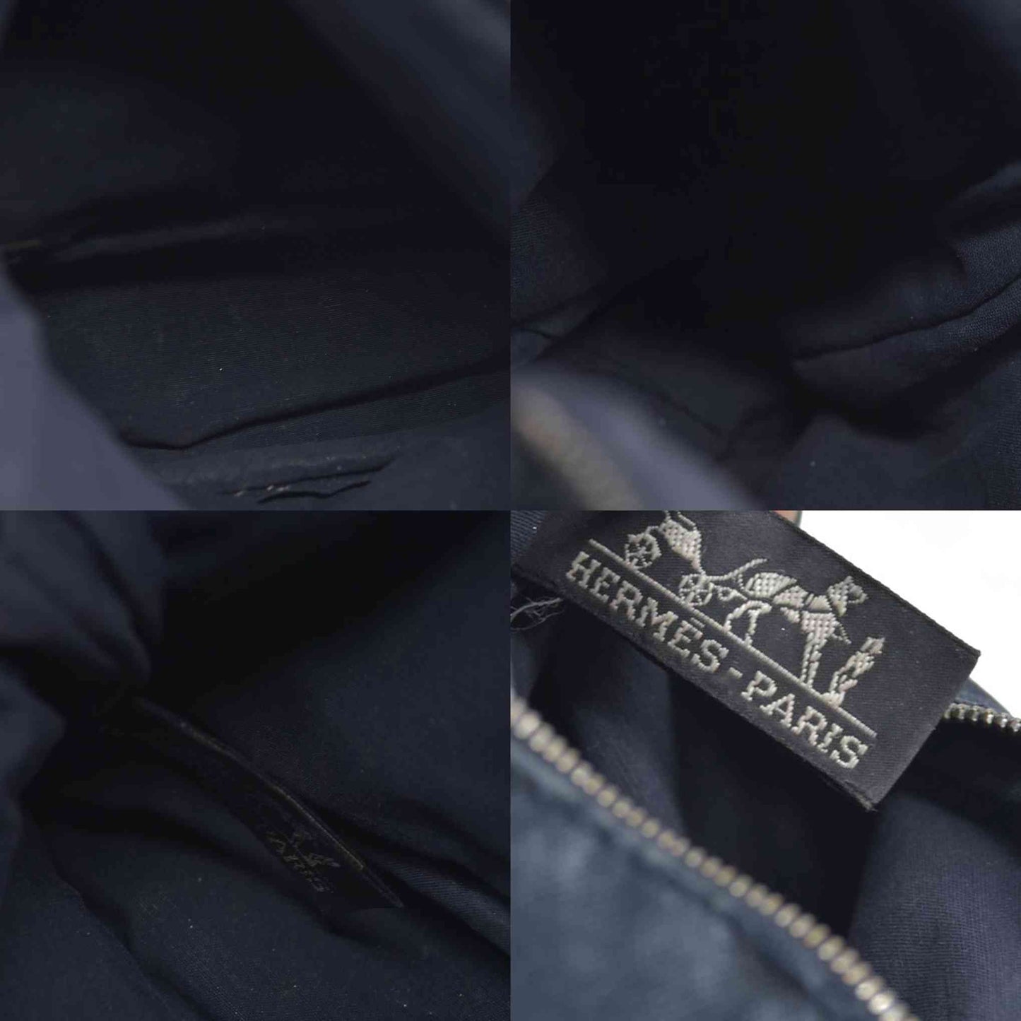 $460 HERMES Cotton Canvas Mini Bolide Travel Cosmetic Navy blue